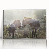 Framed wall art featuring a colorful donkey design from the "Animals A Wild Life" collection, set against a sleek white background, perfect for modern home decor.