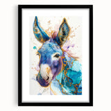 Donkey wall art framed print showcasing a minimalist black design on a white background, ideal for modern decor and animal lovers, enhancing any room's aesthetic.