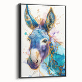 Framed wall art featuring a side view of a stylized donkey design in black, showcasing intricate details and textures, ideal for animal lovers and home decor enthusiasts.