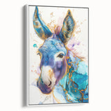 Framed wall art featuring a side view of a donkey design, showcasing intricate details and a white background, ideal for animal lovers and home decor enthusiasts.