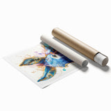 Rolled print of a whimsical donkey design from the "Animals - A Wild Life" wall art collection, showcasing vibrant colors, ideal for animal-themed decor.