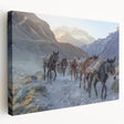 Stretched canvas wall art showcasing a side view of a donkey, featuring earthy tones and intricate details, perfect for animal lovers and home decor enthusiasts.