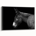 Framed wall art showcasing a side view of a donkey design in a black and white color scheme, ideal for animal lovers and modern decor enthusiasts. Perfect for home or office settings.