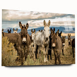 Side view of a donkey wall art design printed on acrylic glass, showcasing vibrant colors and intricate details, ideal for home decor and animal lovers.