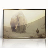 Framed wall art featuring a majestic elephant design in gold accents, showcasing intricate details and textures against a neutral background, perfect for wildlife enthusiasts.