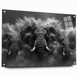 Side view of a vibrant acrylic glass wall art piece featuring an elephant design, showcasing intricate details and colors, perfect for animal lovers and home decor enthusiasts.