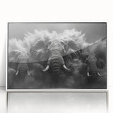 Framed acrylic wall art showcasing a stunning elephant design, featuring intricate details and a white border, perfect for adding a touch of nature-inspired elegance to any room.