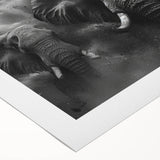Elephant-themed wall art design on rolled canvas, showcasing intricate details and vibrant colors, ideal for wildlife enthusiasts and home decor. Perfect for creating a nature-inspired ambiance.