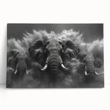 Stretched canvas art featuring a majestic elephant design in vibrant colors, showcasing intricate details and textures, perfect for wildlife decor enthusiasts.