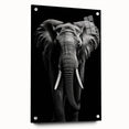 Acrylic wall art piece showcasing a side view of a majestic elephant, featuring intricate design details and vibrant colors, perfect for wildlife decor enthusiasts.