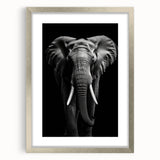 Framed wall art featuring an elegant silver mat and captivating elephant design, perfect for adding a touch of wildlife-inspired decor to any space.