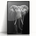 Framed acrylic wall art depicting a majestic elephant design in vibrant colors, showcasing intricate details and textures, enhancing any interior decor.