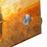 Close-up of a vibrant elephant design wall art piece, showcasing intricate details and rich colors, perfect for wildlife-themed decor in homes or offices.