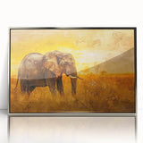 Framed acrylic wall art showcasing a majestic elephant design in a silver frame, perfect for wildlife enthusiasts and home decor. Ideal for adding a touch of nature to any room.