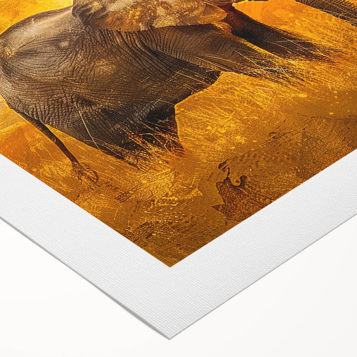 Rolled canvas artwork showcasing a vibrant elephant design, adorned with intricate patterns and earthy colors, perfect for enhancing any wildlife-themed decor.