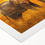 Rolled canvas artwork showcasing a vibrant elephant design, adorned with intricate patterns and earthy colors, perfect for enhancing any wildlife-themed decor.