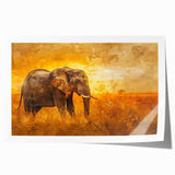 Vibrant rolled print of an African elephant design, showcasing intricate details and earthy colors, ideal for wildlife-themed decor or art collections.