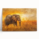 Stretched canvas wall art featuring a majestic elephant design, showcasing intricate details and vibrant colors, perfect for wildlife enthusiasts and home decor.