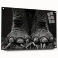 Close-up of an acrylic wall art piece showcasing a detailed side view of an elephant, featuring intricate designs and vibrant colors, perfect for wildlife enthusiasts.