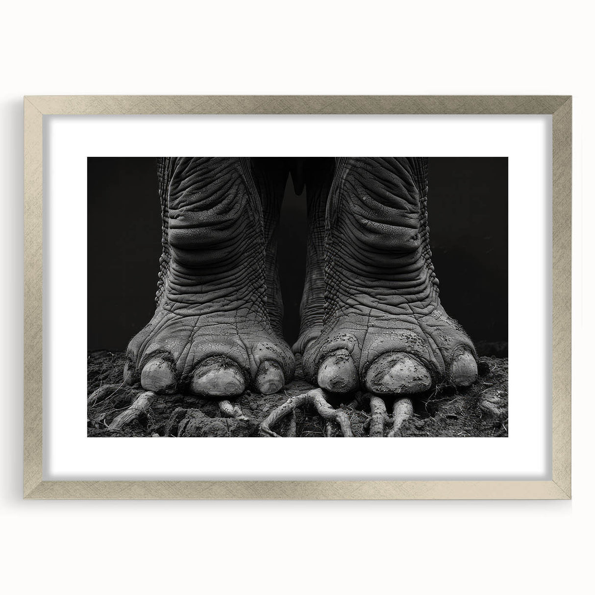 Framed wall art featuring a striking elephant design in a silver frame, showcasing intricate details and vibrant colors, perfect for animal lovers and home decor enthusiasts.