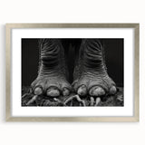 Framed wall art featuring a striking elephant design in a silver frame, showcasing intricate details and vibrant colors, perfect for animal lovers and home decor enthusiasts.