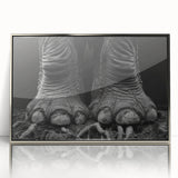 Framed wall art featuring a detailed illustration of an elephant, showcasing intricate designs in a silver frame, perfect for wildlife enthusiasts and home decor.