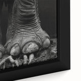 Close-up of a framed canvas wall art featuring an intricate elephant design, showcasing detailed textures and vibrant colors that capture the essence of wildlife. Perfect for animal lovers and nature enthusiasts, this striking piece enhances any interior decor.
