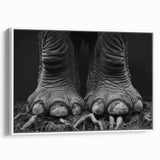Framed canvas wall art depicting a majestic elephant design in a side view, showcasing intricate details and a serene white background, perfect for wildlife enthusiasts.