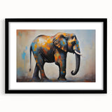 Framed wall art showcasing a stunning black and white elephant design, featuring a modern aesthetic with a sleek mat and black frame, perfect for animal lovers and home decor enthusiasts.