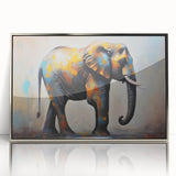 Framed wall art featuring a stunning close-up of an African elephant design, showcasing detailed textures and vibrant colors, ideal for wildlife enthusiasts and home decor.