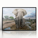 Framed wall art featuring a striking black and white elephant design, showcasing intricate details and textures, perfect for enhancing modern home decor.