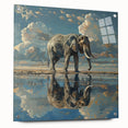 Elegant acrylic glass wall art depicting a side view of a majestic elephant in a natural setting, showcasing intricate details and vibrant colors, perfect for wildlife enthusiasts.