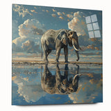 Acrylic glass wall art featuring a striking side view of an elephant design, showcasing intricate details and vibrant colors, ideal for wildlife enthusiasts and modern decor.
