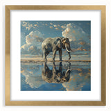 Elegant gold-framed wall art featuring a majestic elephant design, showcasing vibrant colors and intricate details in a wildlife-themed collection, perfect for home decor.