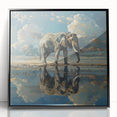 Framed acrylic wall art showcasing a stunning black and white elephant design, perfect for wildlife enthusiasts. Ideal for enhancing modern home decor with a touch of nature.