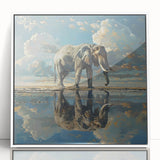 Framed wall art featuring a stunning design of an elephant, showcasing intricate details and vibrant colors, ideal for animal lovers and home decor enthusiasts.