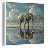 Framed canvas wall art showcasing a detailed side view of an elephant, featuring earthy tones and intricate patterns, perfect for animal lovers and home decor.