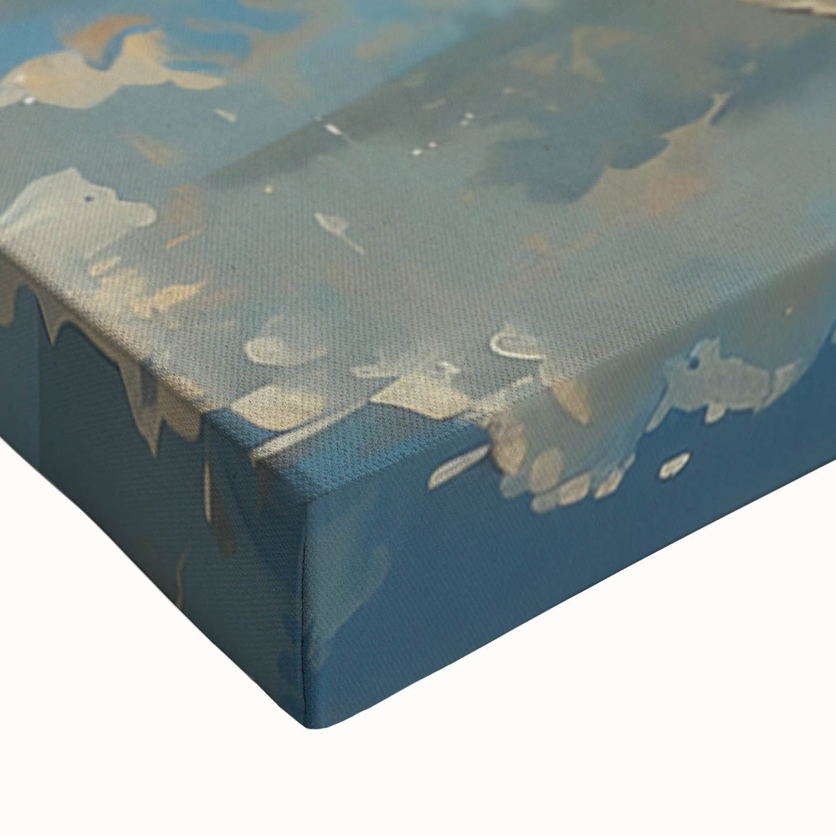 Close-up of a vibrant stretched canvas featuring a detailed elephant design, showcasing intricate textures and bold colors, perfect for wildlife-themed decor.