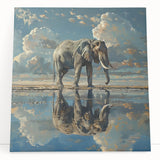 Stretched canvas wall art featuring a vibrant elephant design, showcasing intricate details and rich colors, perfect for wildlife enthusiasts and home decor.