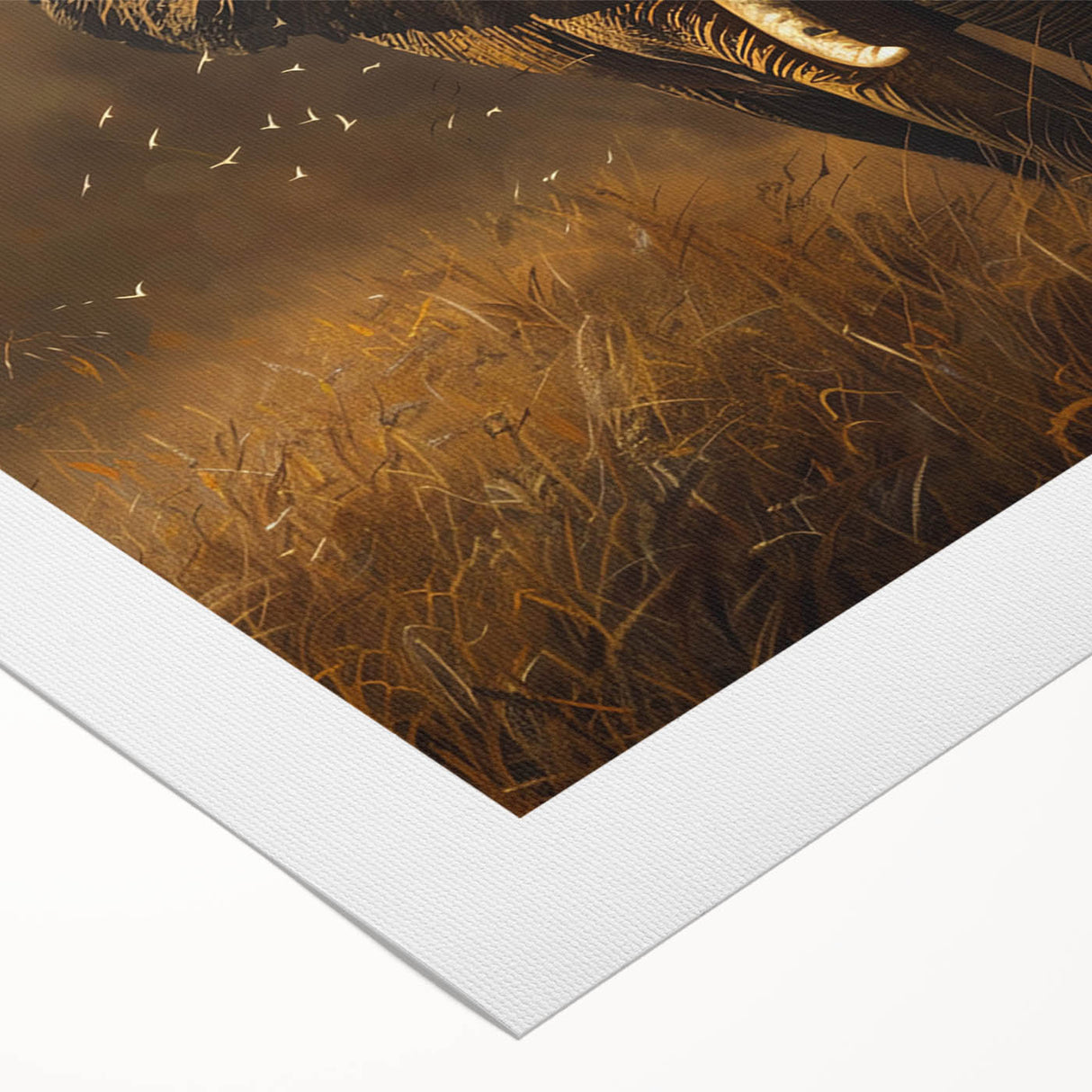 Elephant-themed rolled canvas wall art showcasing a vibrant African wildlife design, perfect for home decor, featuring intricate details and earthy tones.