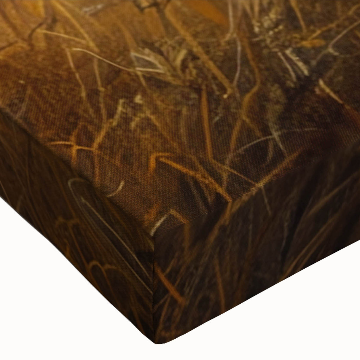 Close-up of a vibrant stretched canvas featuring a detailed elephant design, showcasing intricate textures and patterns, perfect for wildlife-themed decor.