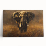 Stretched canvas featuring a vibrant elephant design in a wild landscape, showcasing intricate details and rich colors, perfect for animal lovers' decor.