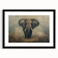 Framed wall art featuring a striking black and white elephant design, set against a minimalist mat, perfect for enhancing modern home decor or wildlife-themed spaces.