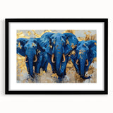 Framed wall art collection showcasing a striking black and white elephant design, perfect for wildlife enthusiasts and modern decor, featuring a sleek black frame and mat.