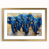 Elegant wall art featuring a detailed elephant design framed in gold, showcasing vibrant colors against a white background, ideal for wildlife-themed decor.