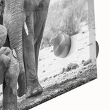 Close-up of a vibrant acrylic glass wall art piece showcasing a detailed elephant design, perfect for wildlife enthusiasts, set against a neutral background.