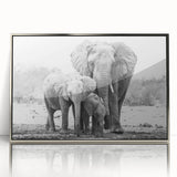 Framed acrylic wall art showcasing a striking silver-front view of an elephant design, ideal for nature lovers and home decor enthusiasts. Perfect for enhancing living spaces with a touch of wildlife elegance.