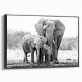 Framed canvas wall art featuring a striking black side view of an elephant, showcasing intricate details and textures, perfect for wildlife enthusiasts and home decor.