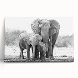 Stretched canvas wall art featuring a majestic elephant design, showcasing intricate details and natural colors, perfect for wildlife enthusiasts and home decor.