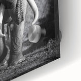 Close-up of an acrylic glass wall art piece showcasing a stunning elephant design, featuring vibrant colors and intricate details, ideal for wildlife enthusiasts and home decor.